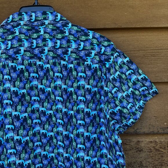 Marc Anthony Blue Zebra Luxury Button Down Mens Shirt Size XXL - Picture 9 of 11